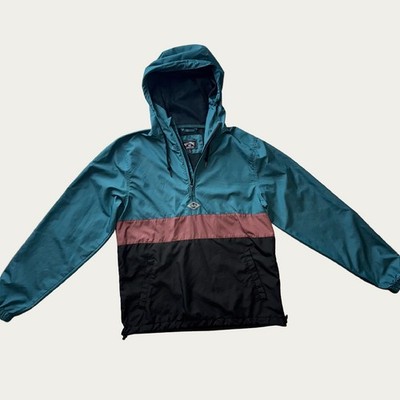 Billabong Mens Wind Swell Anorak Windbreaker Black Small 1/4 Jacket Surfer