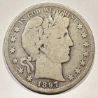 1897-S Barber Half Dollar Liberty Head Silver Key Date Full Rims Album Coin