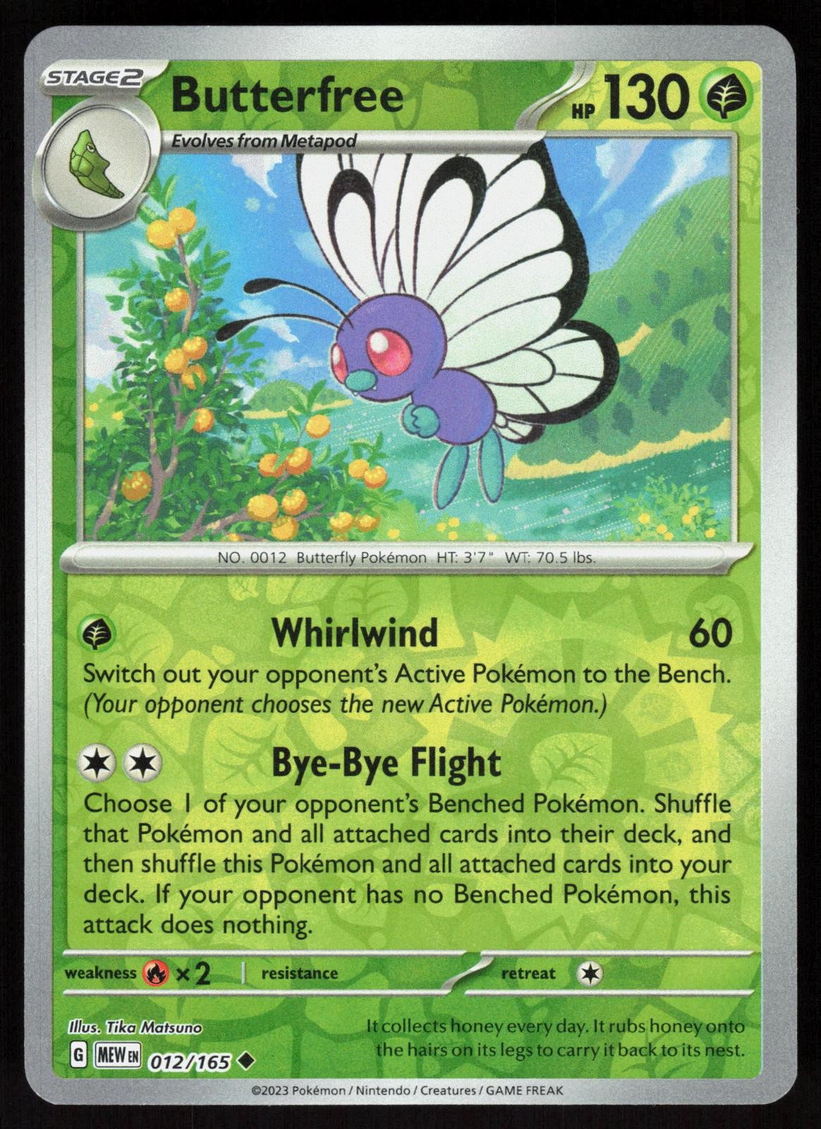 Butterfree 012/165 Uncommon 151 Pokemon Reverse Holo Near Mint