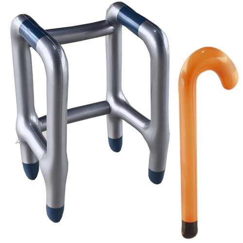 Inflatable Walker and Cane 2 Pcs Set - Old Man Costume Accessories Prop for &...