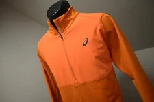 Asics H1 Running 1/4 Zip Fleece Jacket Athletic Orange Performance Mens Size XL