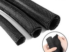 Self Closing Braided Cable Sleeve PET Wire Loom Wrap Flexible Tube Protector