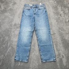 Zara Jeans Womens 8 Blue TRF Mom Fit Wide Leg Denim Low Rise Cotton Light Wash