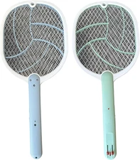Pack of 2X Electric Fly Swatter Bug Zapper Plug in Rechargeable Fly Racket Mosqu