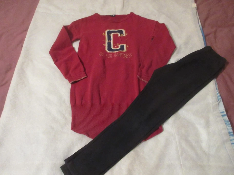 ensemble kiabi 8 ans:robe manches longues à grosse lettre devant,leggings - Photo 1/1