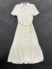 MICHAEL KORS Short Sleeve Button Down Midi Dress Women's Size S Bone