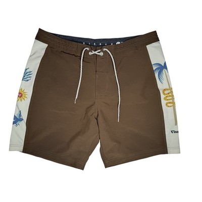 VISSLA Utopia Boardshorts 36 Brown Upcycle Coconut Stretch Quick Dry 8''