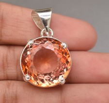 Hand Made Sterling Silver Pendent Certified Orange Pink Sapphire 44.85 Ct