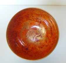 Wedgwood Fairyland Green Orange Lustre Bowl Gold Dragon Z4831 Daisy Makeig-Jones