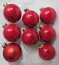 Ashland Christmas Noel Red Gloss  Matt Finish Glass Ornaments 2.6" Set of 8