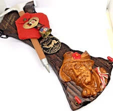 Vintage Austrian Folk Art Key Rack 2-Hook Liechtenstein Kitsch Cottage Decor