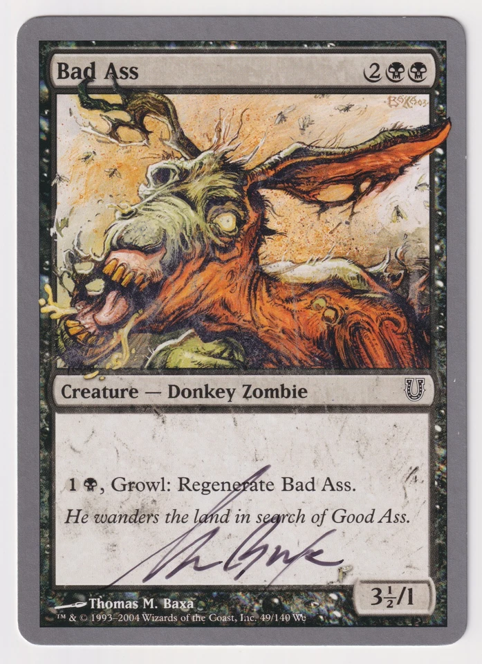 Signed Bad Ass Proof Sketch MP Unhinged Artist Thomas M. Baxa 2004 MTG Magic AP! - Image 2 of 2