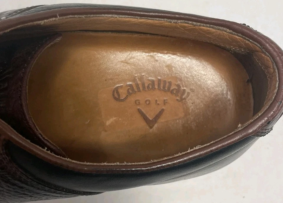 Callaway 高尔夫鞋 9.5 男式经典双色黑色和棕色皮革  — 第 3/4 张图片