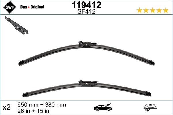 SWF Wischblatt Scheibenwischer DAS Original SET 119412 FüR Fiat Abarth Punto EVO-image
