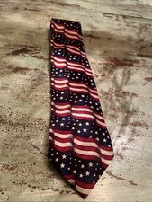 America Men's Necktie Tie Polyester American Flag All Over Print Made in USA 58"