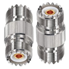 UHF Female to Female Coax Adapter 2PCS PL259 SO239 Brass Nickel Plated Low Loss
