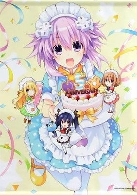 [W suede Tapestry Wall scroll] Hyperdimension Neptunia 5th Anniv. B2 size Japan