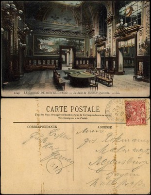 Postcard Monte-Carlo LE CASINO - La Salle de Trente et Quarante. 1908