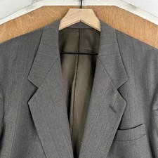 Christian Dior Blazer Mens 44L Gray Pinstripe 2 Button 100 Wool Canvased Jacket