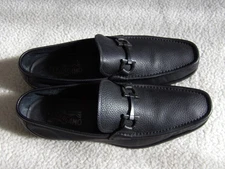 Men's SALVATORE FERRAGAMO 'GRANDIOSO' black pebbled Leather Loafers Size 11.5 D