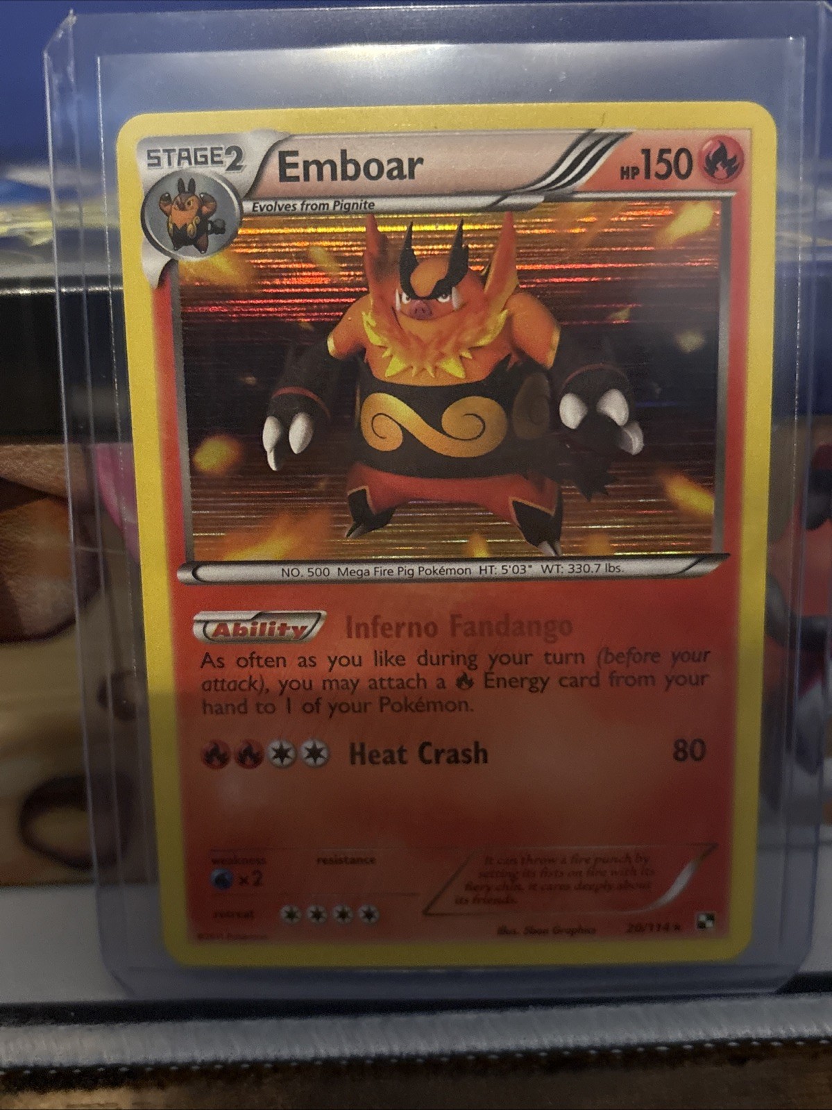 EMBOAR 20/114 HOLO RARE BLACK WHITE POKEMON TCG LP