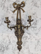 Antique French Louis XVI Style Cherub Wall Scone Candle Holder Candelabra 22"