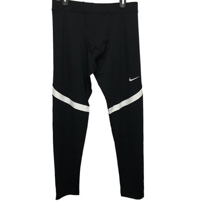 Nike Power Tech Men Small Performance Training Running Tights Pant Zip Leg Black