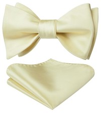 Champagne Bow Ties for Men Bow Tie Self Tie and Pocket Square Set Formal Soil...