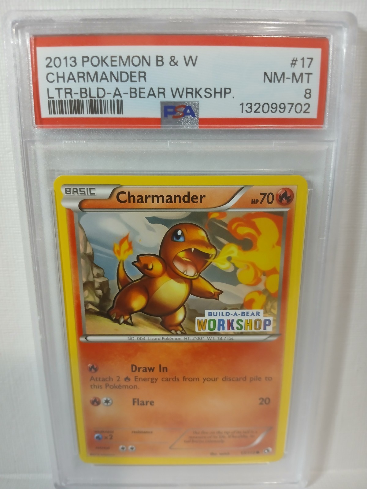 2013 POKEMON B&W LEGEND TREASURES BUILD-A-BEAR WORKSHOP #17 CHARMANDER PSA 8