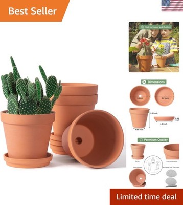 6 inch Terracotta & Clay Pots for Plants with Saucer, Medium Terra Cotta Plan...