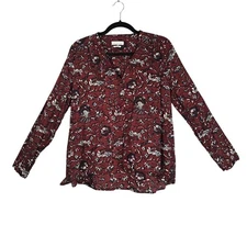 Isabel Marant Etoile Shirt Womens Medium Burgundy Floral Cotton Boho 17P046E