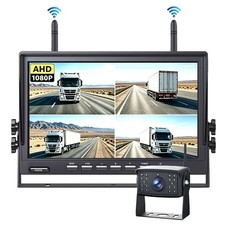 1080P Backup Camera Wireless 10.1'' DVR Quad Monitor Kit for RV Truck Trailer