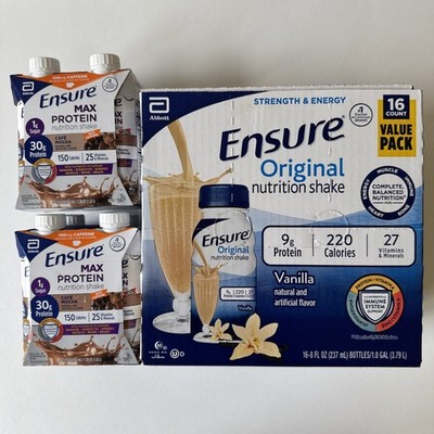 Ensure Max Protein Nutrition Shake with Protein Cafe Mocha & Vanilla 24 Packs