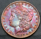 1900 O MORGAN $ - STRONG COLORFUL- RAINBOW TONED