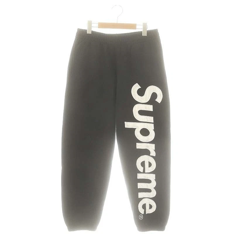 Pantalon de survêtement Supreme 24AW satin appliqué pantalon sweat doublure brossée S noir