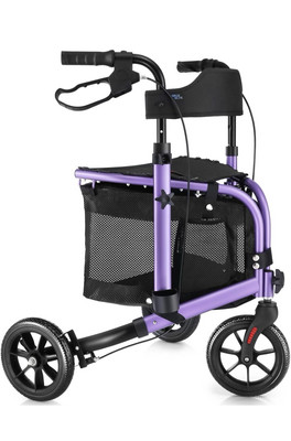 WALK MATE 3 Wheels Rollator Walker 10Lb Seat Backrest Lightweight Foldable