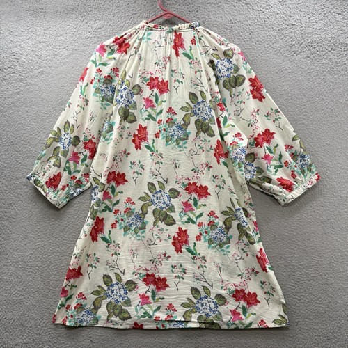 Bella Tu Women’s XL Dress Tunic Floral 3/4 Puff Sleeve Cotton Embroidered Shells - Picture 8 of 13