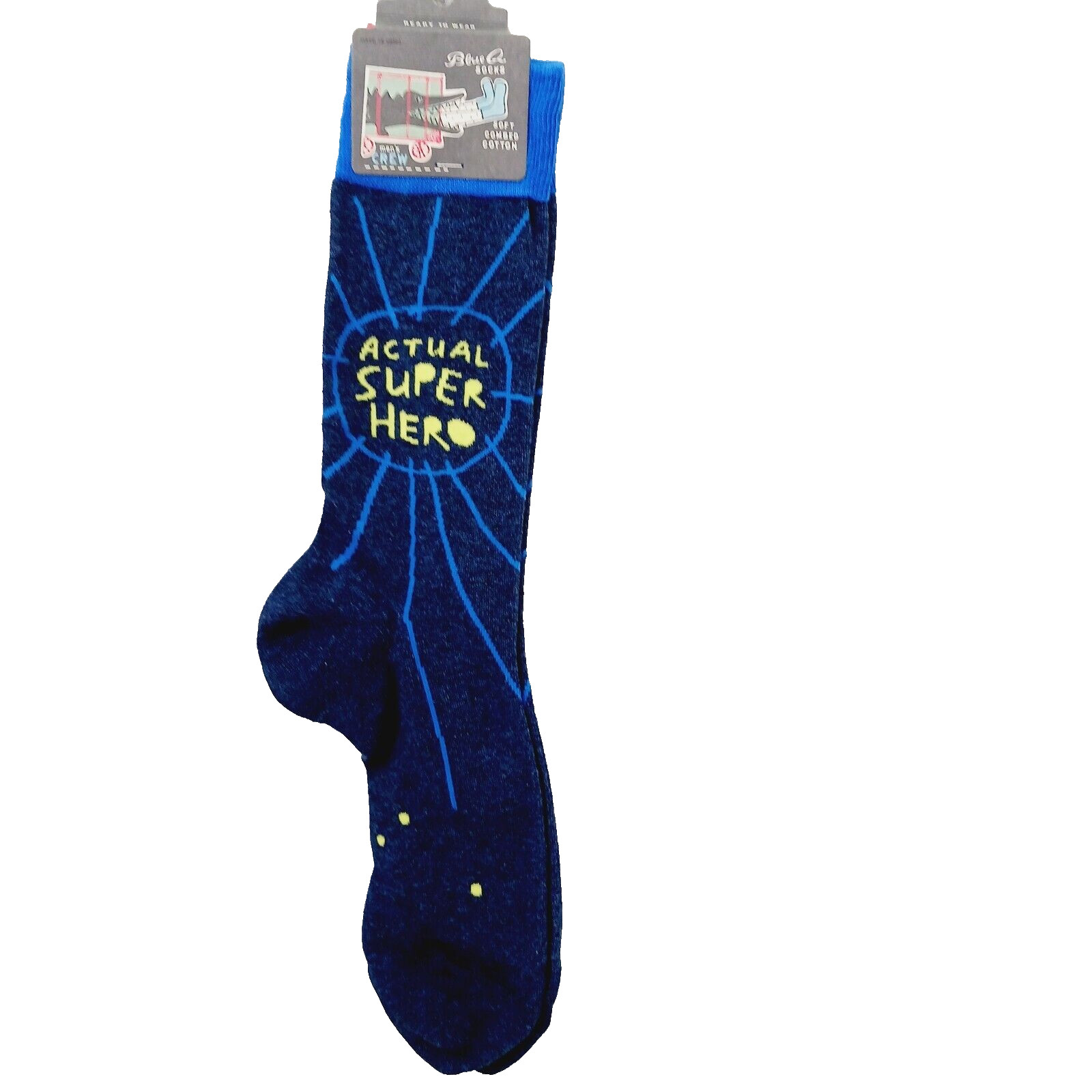 Sock Blue Q Crew Men Women Actual Super Hero Dad Father Teacher WILL COMBO SHIP