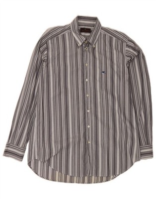 Etro Herren Milano Hemd Größe 43 Large grau gestreift AX14