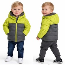 Eddie Bauer Winter Jacket Size 2T Green Grey Hoodie Zipper Up