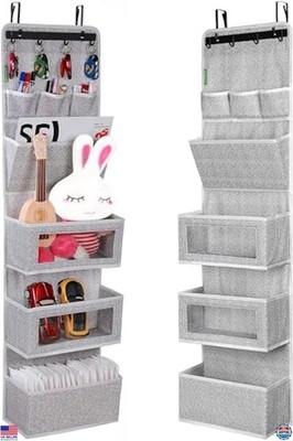 All-in-One Over the Door Organizer with Clear Windows & Wall File Storage - Grey