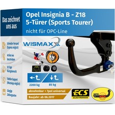 AHK vertikal abnehmbar für Opel Insignia B Sports Toure ab 17 +7pol E-Satz ABE