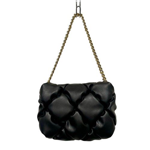 Jessica Simpson Elegant Quilted Black Shoulder Bag with Gold Chain Strap NWT - Picture 3 of 15