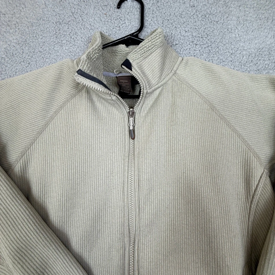 REI Co-op Womens Fleece Full Zip Jacket Sand Beige Ribbed Outdoor Athletic L - Image 2 of 4