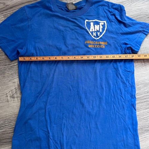 Abercrombie & Fitch Track 6 T-Shirt Muscolare Uomo Taglia Media Blu Cotone Pesante - Foto 6 di 7