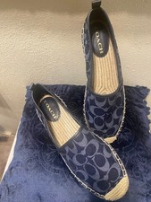 Coach Women Denim Espadrille Flats - Size 81/2