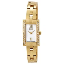 ESQ BY MOVADO Flair Swarovski Crystal MOP Dial Gold IP Stainless Woman's Watch