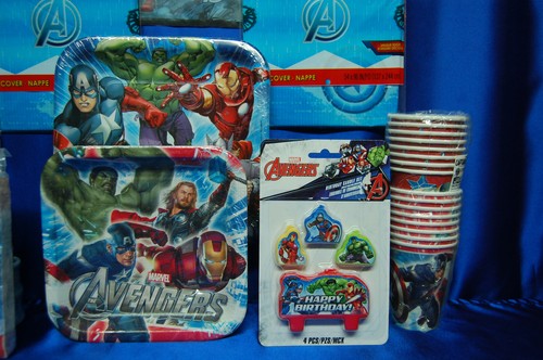 Avengers Party SET # 14 Plates Napkins Tablecover Invites Favors Candles - Picture 5 of 6