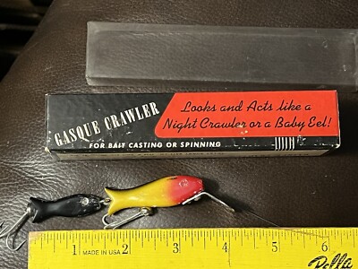 Lucky Bunny Bait Co Double Mino Gasque Crawler fishing lure RARE Box Chicago Ill