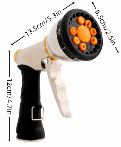 New Heavy Duty Professional Metal Nozzle 9-Patterns 3/4 Spray Gun for Water Hose - Picture 10 of 14